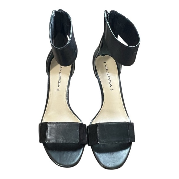Via Spiga B-Lavinia Black Stilettos Zippered Heel and Ankle Strap Accents 6M - Picture 1 of 12